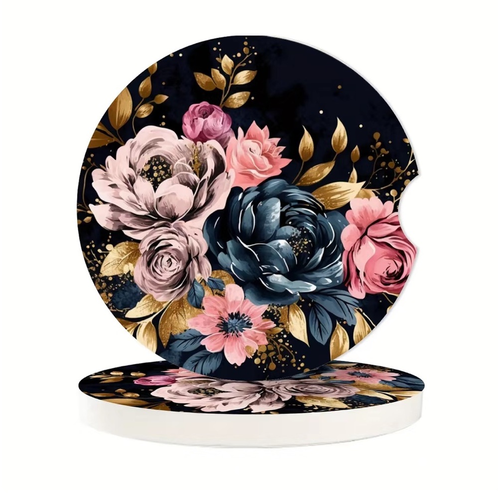 NWT-2pcs Absorbent Ceramic Stone Car Coasters